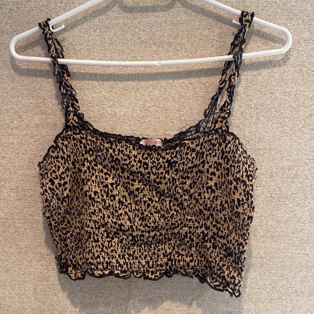 Scrunch leopard print cropped tank